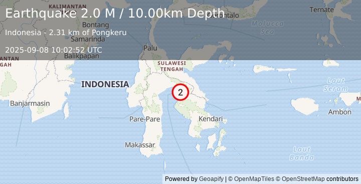 Earthquake Sulawesi, Indonesia (2.0 M) (2025-09-08 10:02:52 UTC)