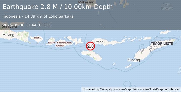Earthquake Flores Region, Indonesia (2.8 M) (2025-09-08 11:44:02 UTC)