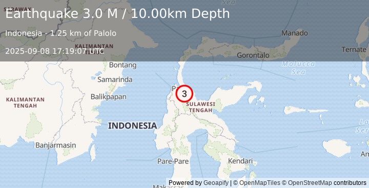 Earthquake Sulawesi, Indonesia (3.0 M) (2025-09-08 17:19:07 UTC)