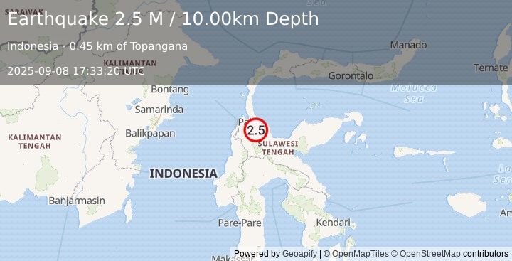 Earthquake Sulawesi, Indonesia (2.5 M) (2025-09-08 17:33:20 UTC)