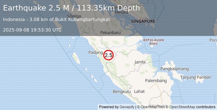 Earthquake Southern Sumatra, Indonesia (3.0 M) (2025-09-08 19:53:25 UTC)