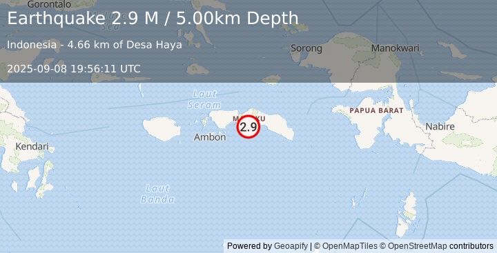 Earthquake Seram, Indonesia (2.9 M) (2025-09-08 19:56:11 UTC)