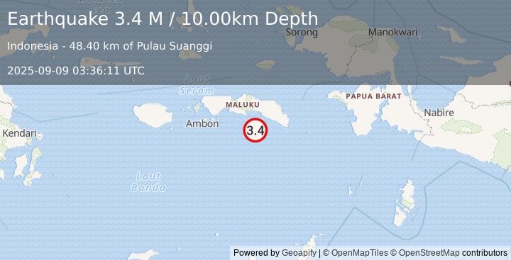 Earthquake Seram, Indonesia (3.4 M) (2025-09-09 03:36:11 UTC)