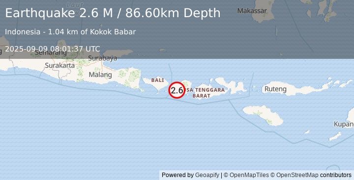Earthquake Sumbawa Region, Indonesia (2.6 M) (2025-09-09 08:01:37 UTC)