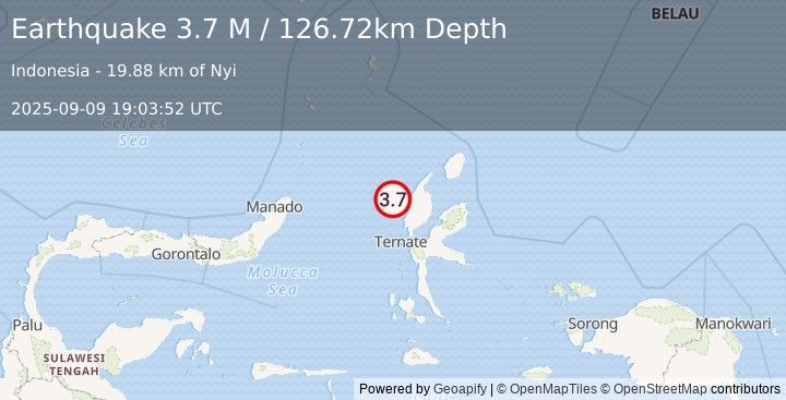Earthquake Halmahera, Indonesia (3.7 M) (2025-09-09 19:03:52 UTC)