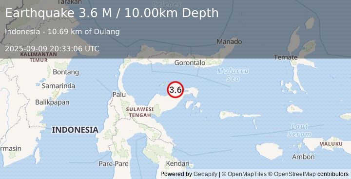 Earthquake Minahassa Peninsula, Sulawesi (3.6 M) (2025-09-09 20:33:06 UTC)