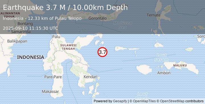 Earthquake Sulawesi, Indonesia (3.7 M) (2025-09-10 11:15:30 UTC)