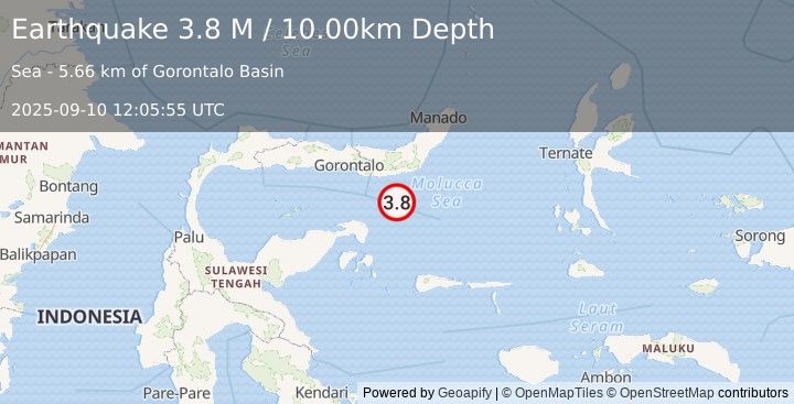 Earthquake Southern Molucca Sea (3.8 M) (2025-09-10 12:05:55 UTC)