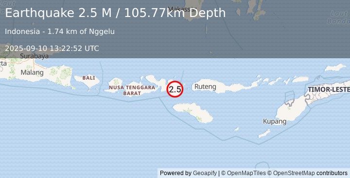 Earthquake Flores Region, Indonesia (2.5 M) (2025-09-10 13:22:52 UTC)