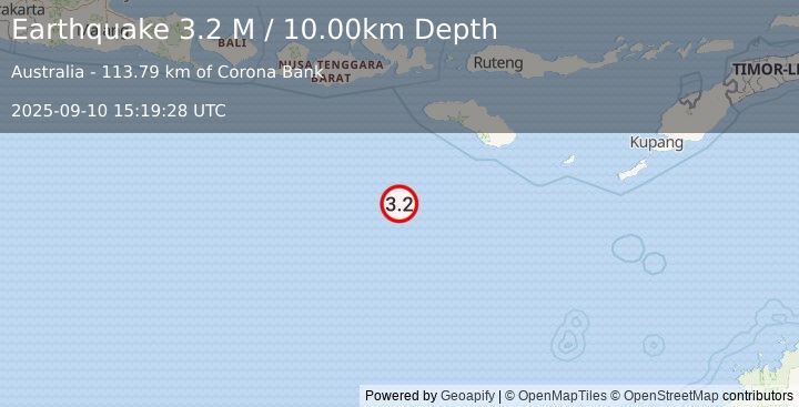 Earthquake South of Sumbawa, Indonesia (3.2 M) (2025-09-10 15:19:28 UTC)