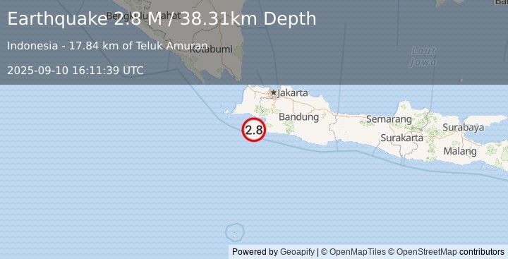 Earthquake Java, Indonesia (2.8 M) (2025-09-10 16:11:39 UTC)