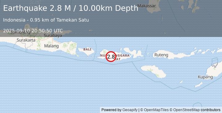 Earthquake Sumbawa Region, Indonesia (3.3 M) (2025-09-10 20:50:33 UTC)