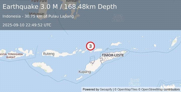 Earthquake Banda Sea (3.0 M) (2025-09-10 22:49:52 UTC)