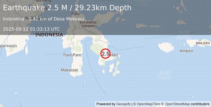 Earthquake Sulawesi, Indonesia (2.5 M) (2025-09-11 01:33:13 UTC)