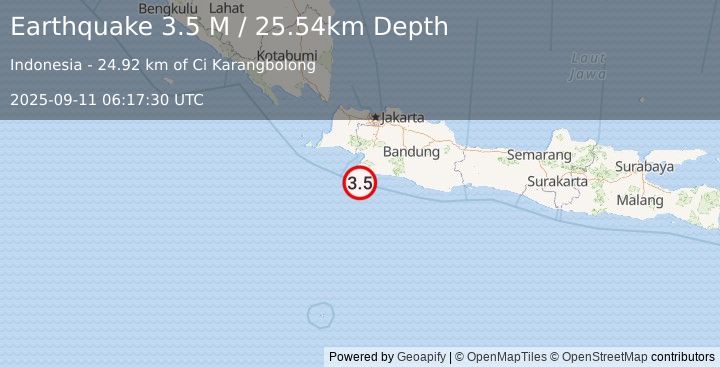 Earthquake Java, Indonesia (3.5 M) (2025-09-11 06:17:30 UTC)