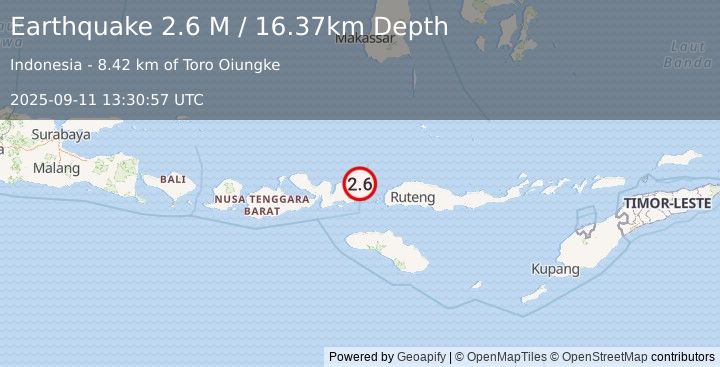 Earthquake Flores Region, Indonesia (2.6 M) (2025-09-11 13:30:57 UTC)