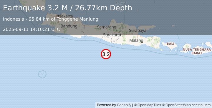 Earthquake Java, Indonesia (3.2 M) (2025-09-11 14:10:21 UTC)