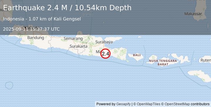 Earthquake Java, Indonesia (2.4 M) (2025-09-11 15:37:37 UTC)