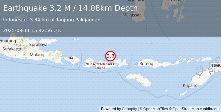 Earthquake Sumbawa Region, Indonesia (3.2 M) (2025-09-11 15:42:56 UTC)