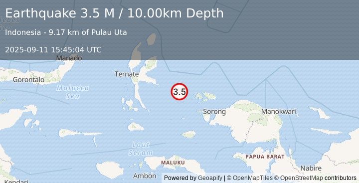 Earthquake Halmahera, Indonesia (3.5 M) (2025-09-11 15:45:04 UTC)
