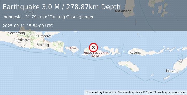 Earthquake Sumbawa Region, Indonesia (3.0 M) (2025-09-11 15:54:09 UTC)