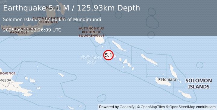 Earthquake Solomon Islands (5.1 M) (2025-09-11 23:26:09 UTC)