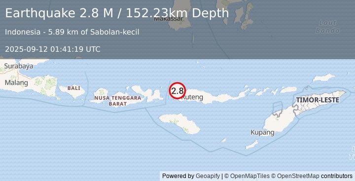 Earthquake Flores Region, Indonesia (2.8 M) (2025-09-12 01:41:19 UTC)