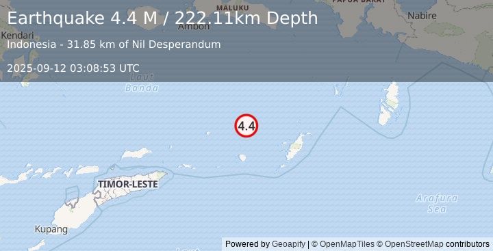 Earthquake Banda Sea (4.4 M) (2025-09-12 03:08:53 UTC)