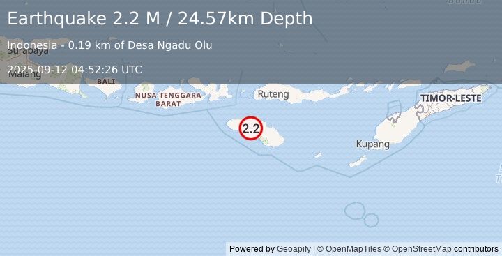 Earthquake Sumba Region, Indonesia (2.2 M) (2025-09-12 04:52:26 UTC)