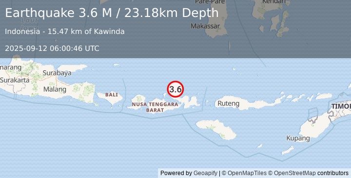 Earthquake Flores Sea (3.6 M) (2025-09-12 06:00:46 UTC)