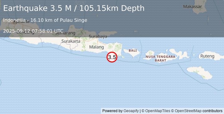 Earthquake Java, Indonesia (3.5 M) (2025-09-12 07:58:01 UTC)