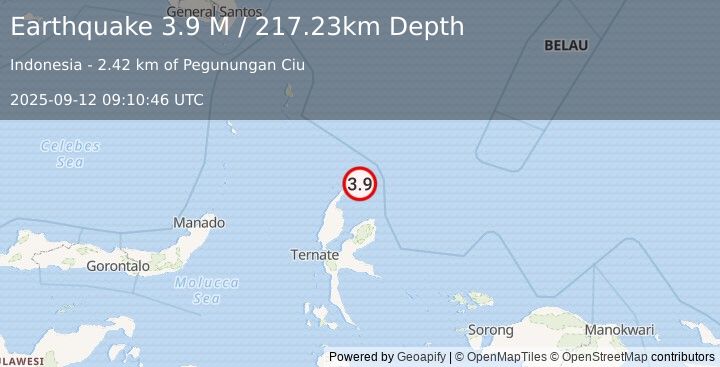 Earthquake Halmahera, Indonesia (3.9 M) (2025-09-12 09:10:46 UTC)
