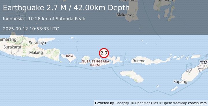 Earthquake Sumbawa Region, Indonesia (2.7 M) (2025-09-12 10:53:33 UTC)