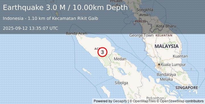 Earthquake Northern Sumatra, Indonesia (3.0 M) (2025-09-12 13:35:07 UTC)