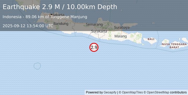 Earthquake Java, Indonesia (2.9 M) (2025-09-12 13:54:00 UTC)