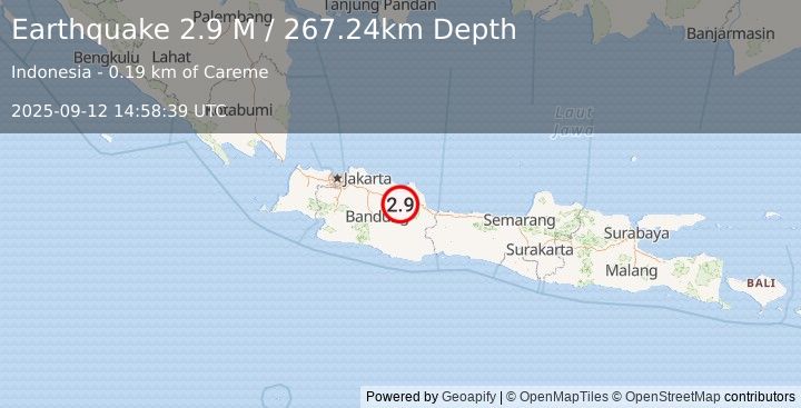 Earthquake Java, Indonesia (2.9 M) (2025-09-12 14:58:39 UTC)