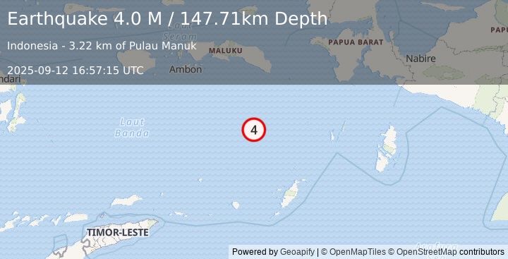 Earthquake Banda Sea (4.0 M) (2025-09-12 16:57:15 UTC)