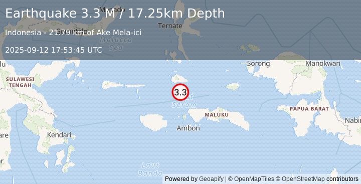 Earthquake Ceram Sea (3.3 M) (2025-09-12 17:53:45 UTC)