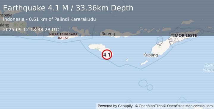 Earthquake Sumba Region, Indonesia (4.5 M) (2025-09-12 18:38:27 UTC)