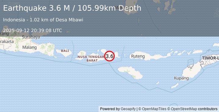 Earthquake Sumbawa Region, Indonesia (3.6 M) (2025-09-12 20:39:08 UTC)