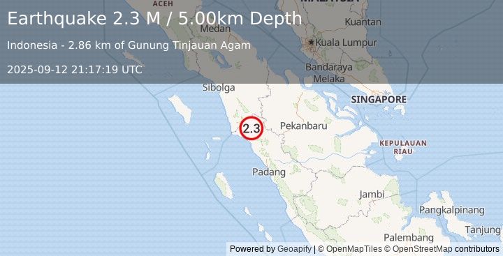 Earthquake Northern Sumatra, Indonesia (2.3 M) (2025-09-12 21:17:19 UTC)