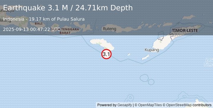 Earthquake Sumba Region, Indonesia (3.1 M) (2025-09-13 00:47:22 UTC)