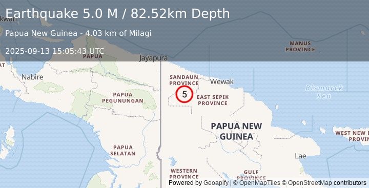Earthquake New Guinea, Papua New Guinea (4.6 M) (2025-09-13 15:05:42 UTC)