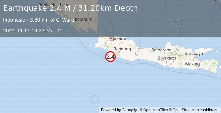 Earthquake Java, Indonesia (2.4 M) (2025-09-13 19:27:35 UTC)