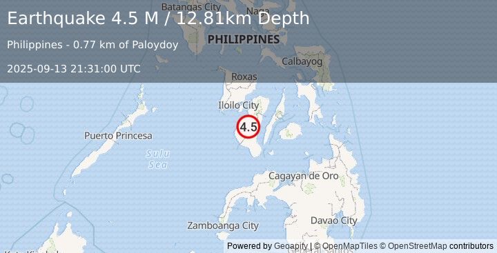 Earthquake Panay, Philippines (4.5 M) (2025-09-13 21:31:00 UTC)