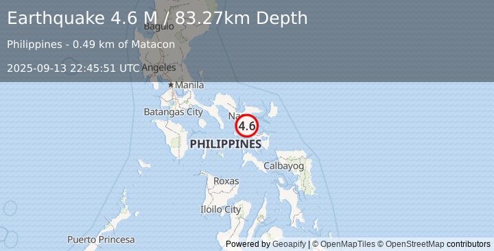 Earthquake Luzon, Philippines (4.6 M) (2025-09-13 22:45:51 UTC)