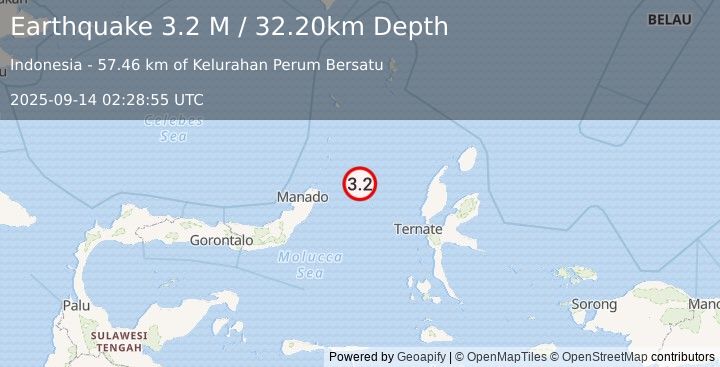 Earthquake Northern Molucca Sea (3.2 M) (2025-09-14 02:28:55 UTC)