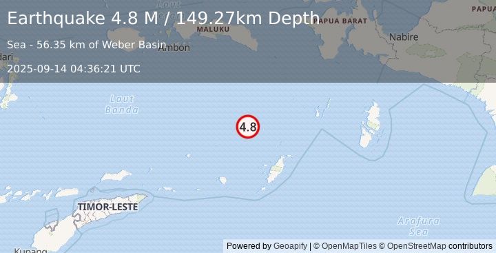 Earthquake Banda Sea (4.8 M) (2025-09-14 04:36:21 UTC)