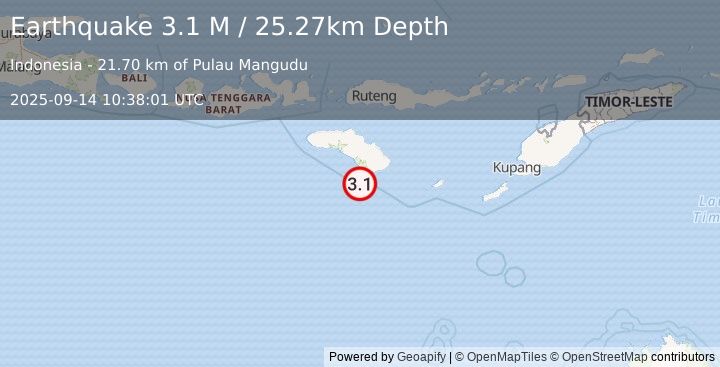 Earthquake Sumba Region, Indonesia (3.1 M) (2025-09-14 10:38:01 UTC)