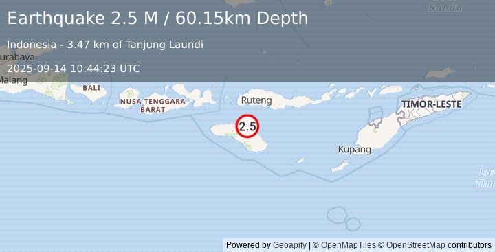 Earthquake Sumba Region, Indonesia (2.5 M) (2025-09-14 10:44:23 UTC)